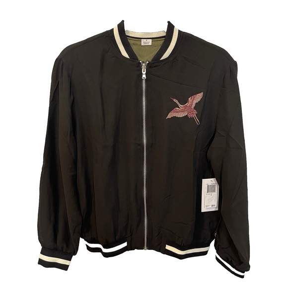 For The Republic Jackets & Blazers - For The Republic Women's L Reversible Embroidered Boho Lightweight Bomber Jacket